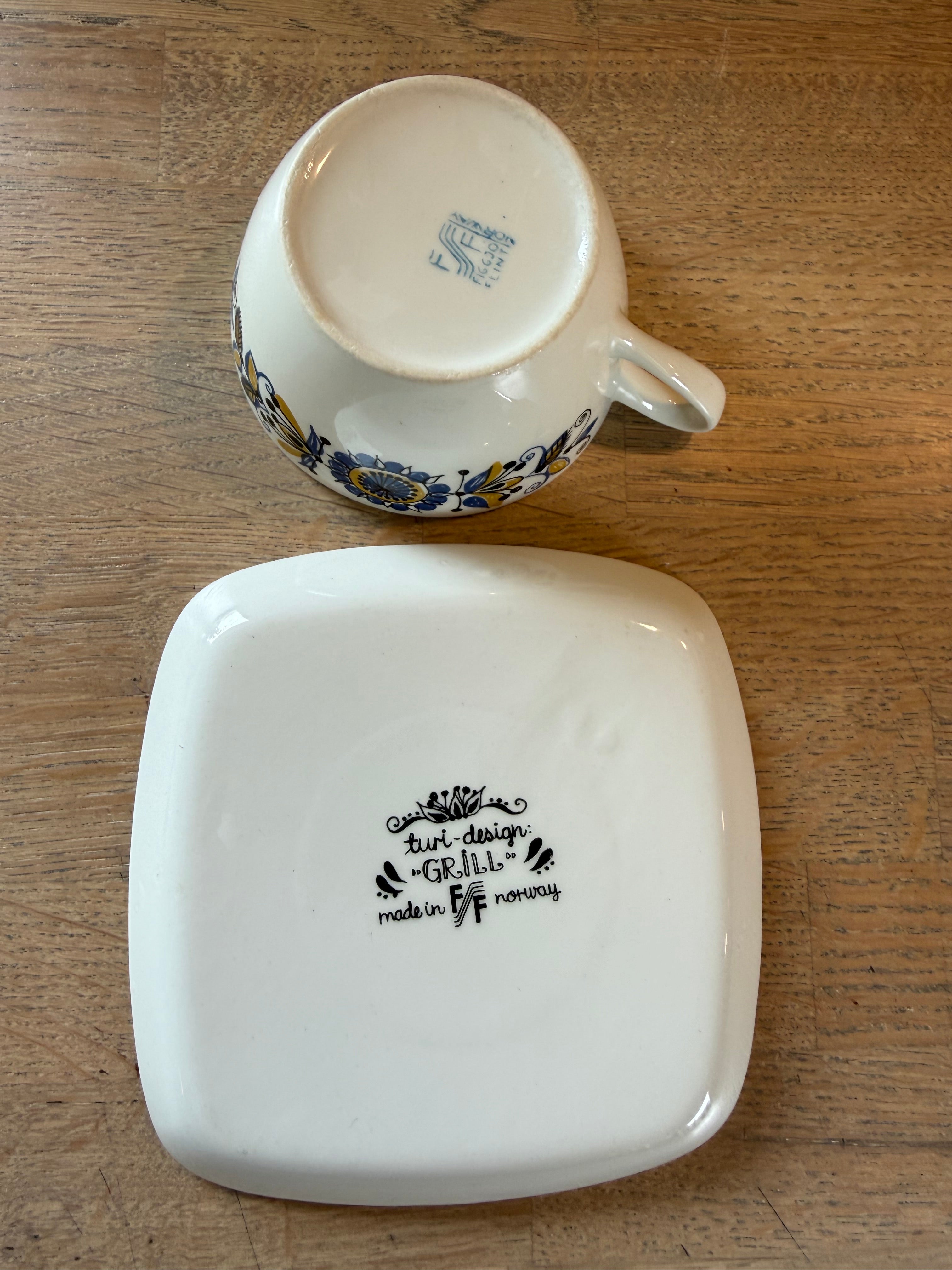 Figgjo Grill Tekopp med skål - Vintage Turi design