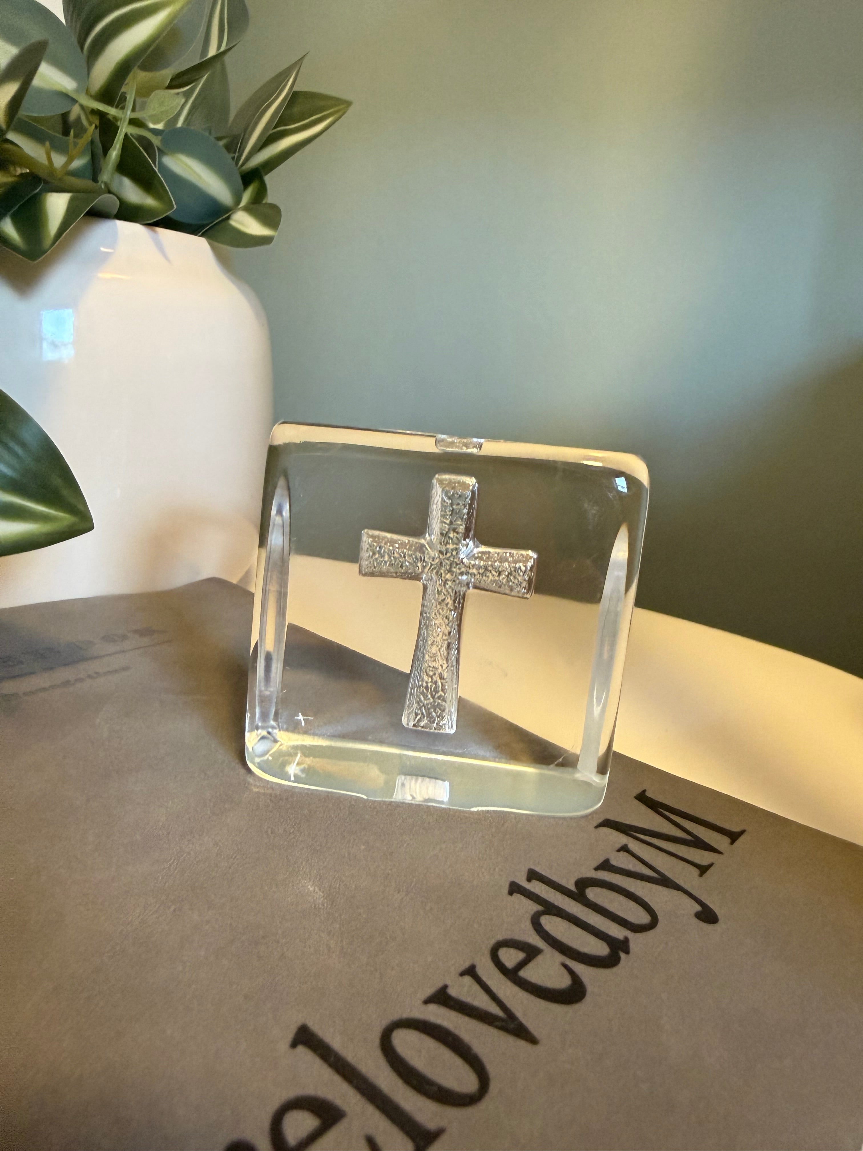 Hadeland Glassverk Vintage Papirvekt Kors
