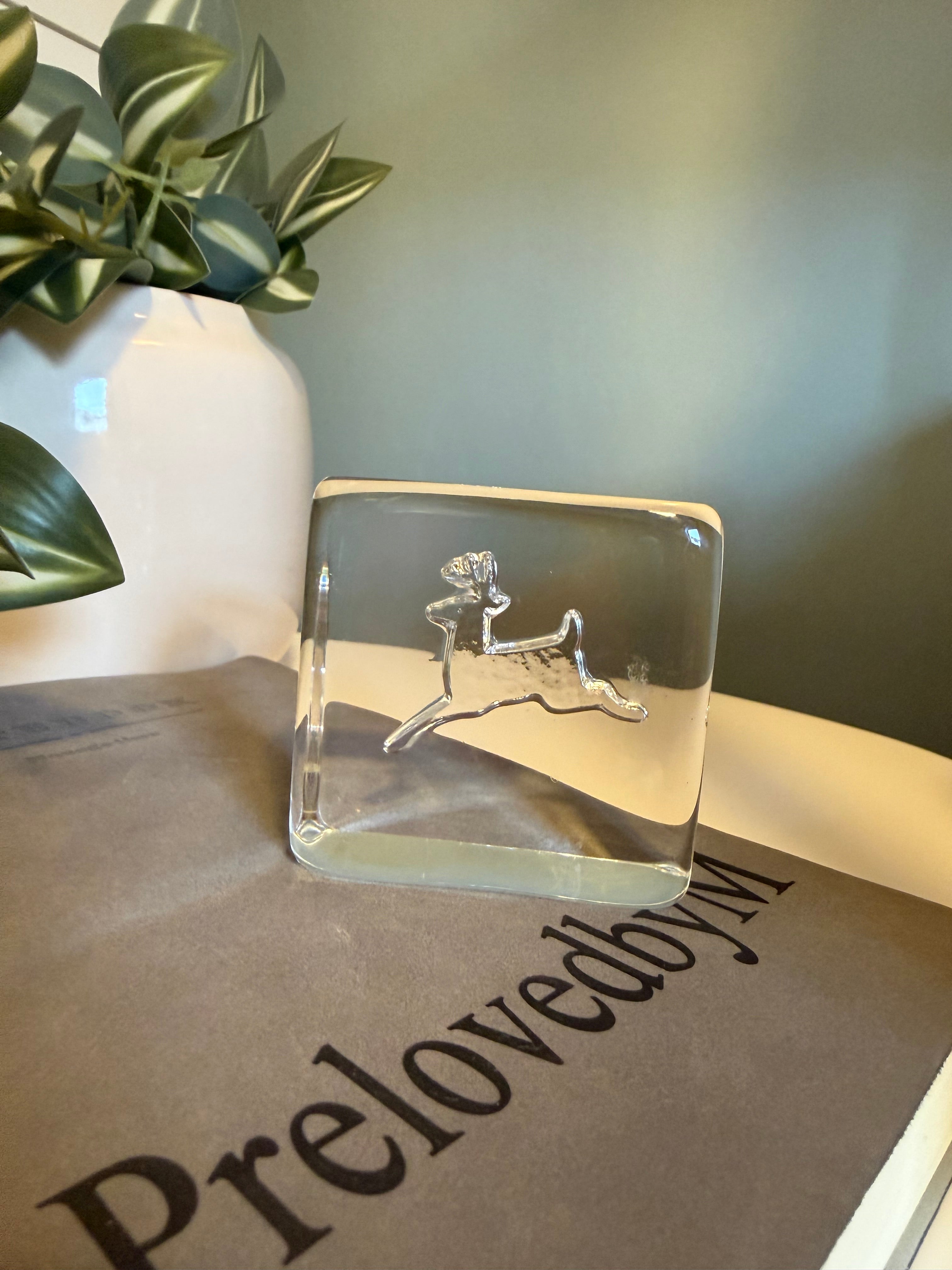 Hadeland Glassverk Vintage Papirvekt motiv reinsdyr