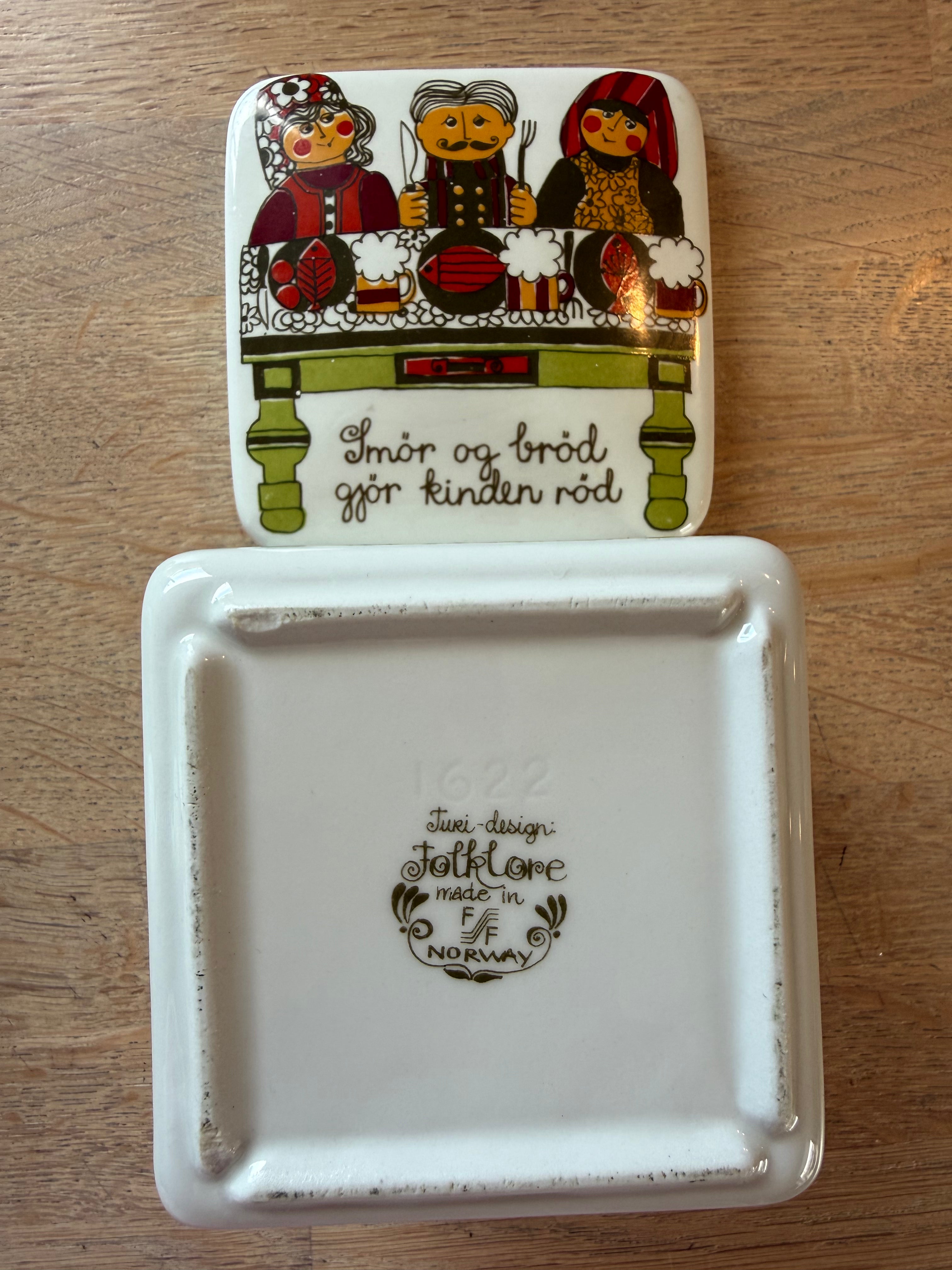 Figgjo Folklore Smørboks - vintage Turi design