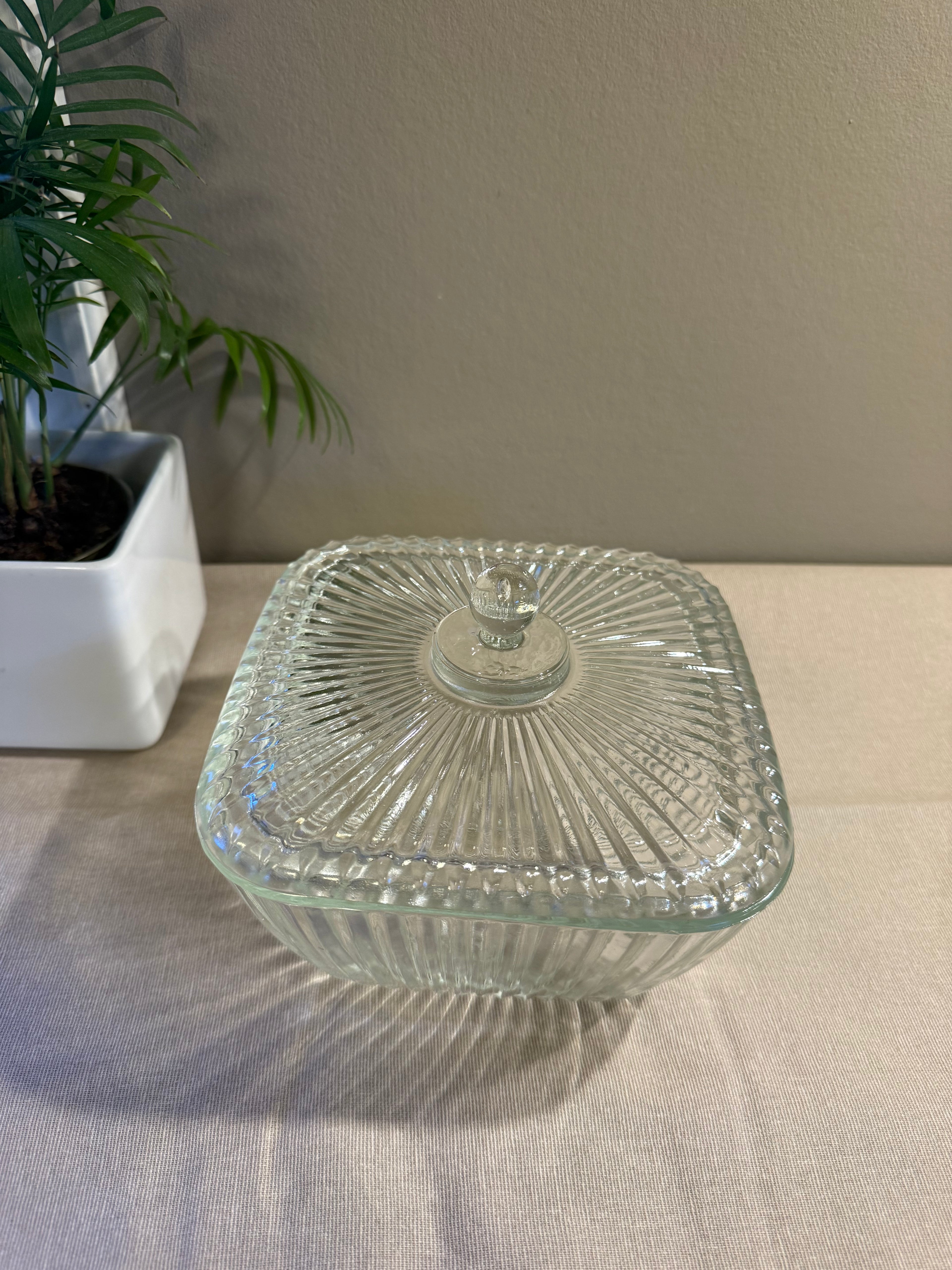 Vintage Bonbonniére Glasskål m/lokk