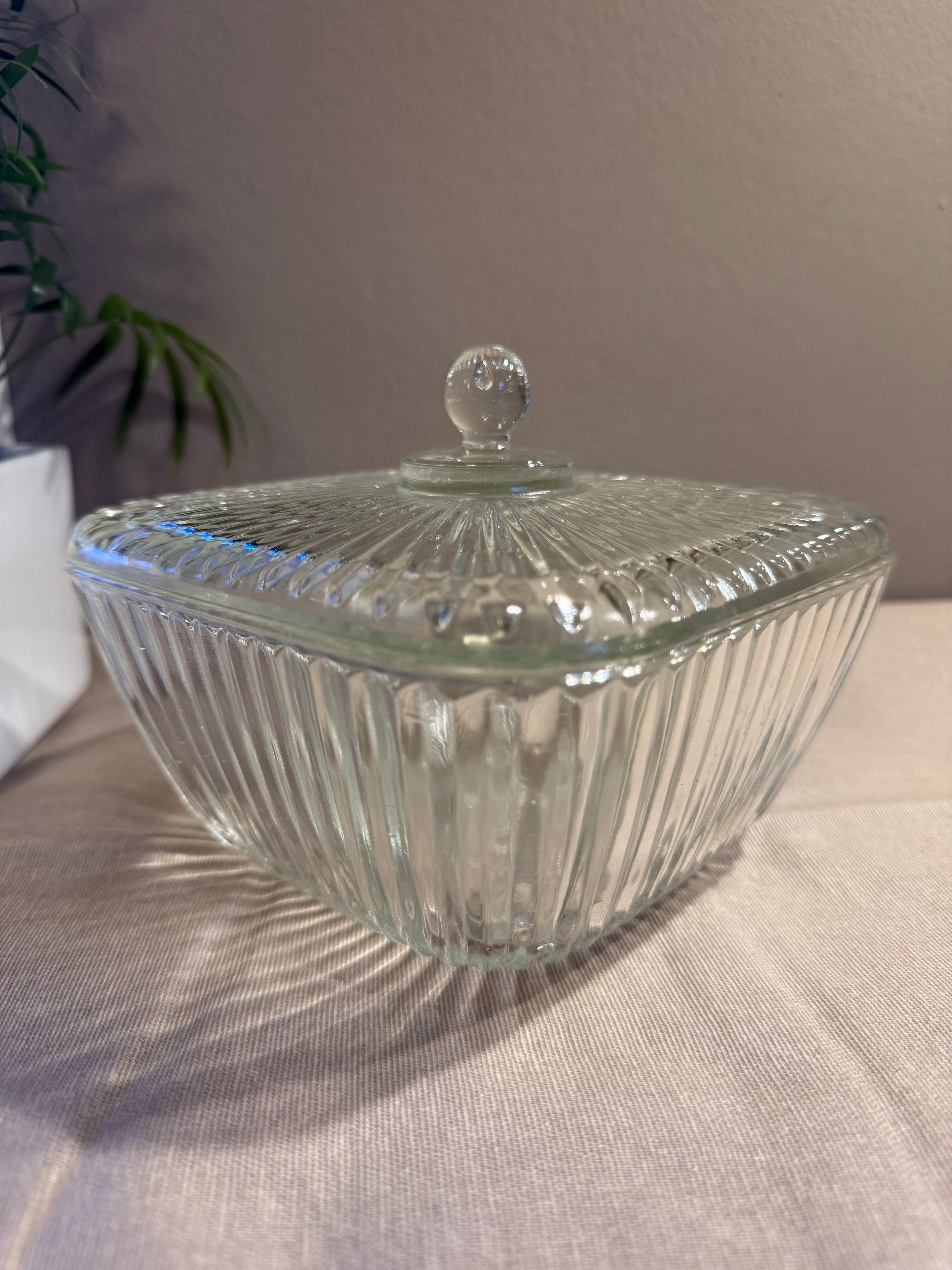 Vintage Bonbonniére Glasskål m/lokk