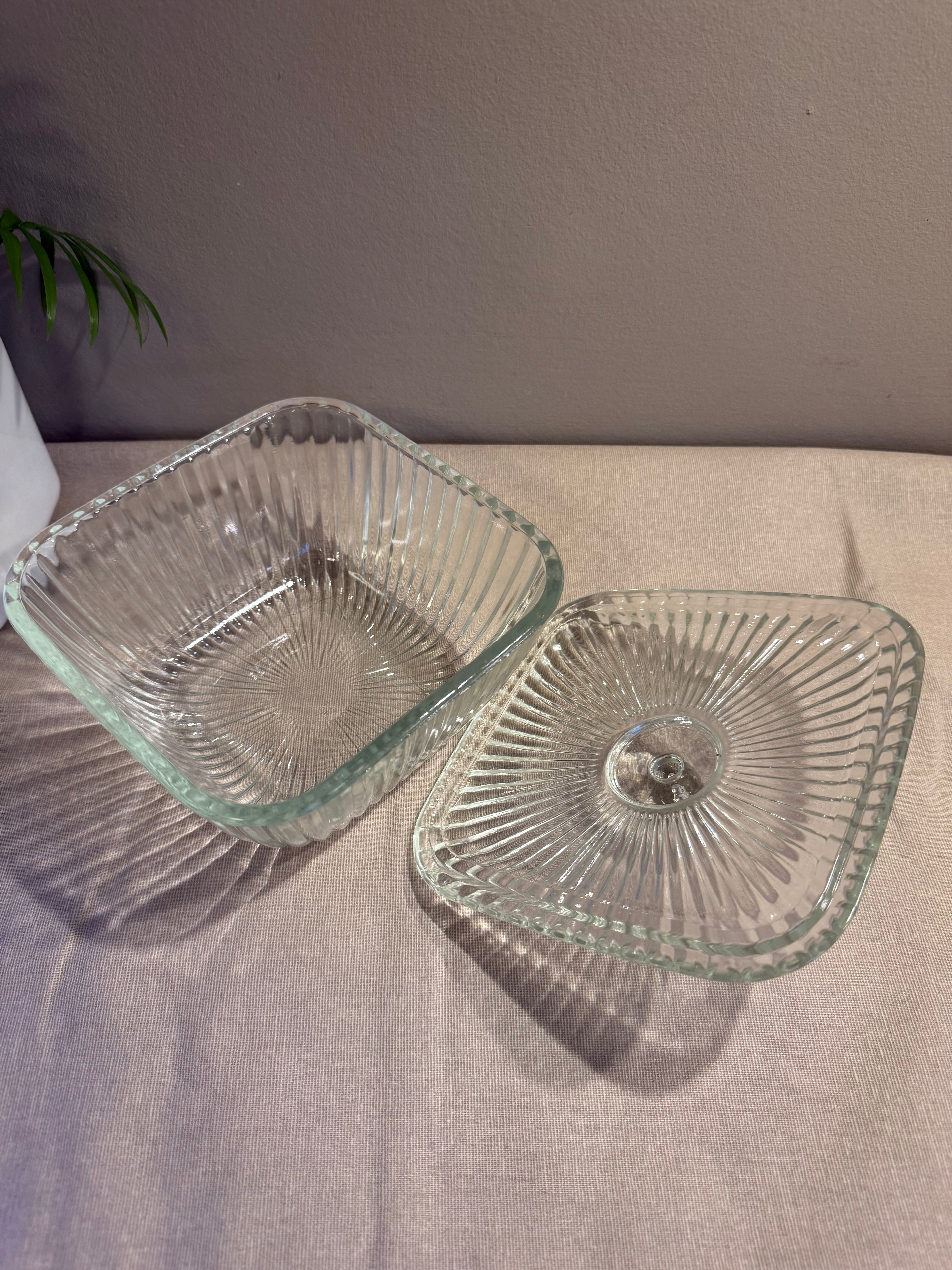 Vintage Bonbonniére Glasskål m/lokk