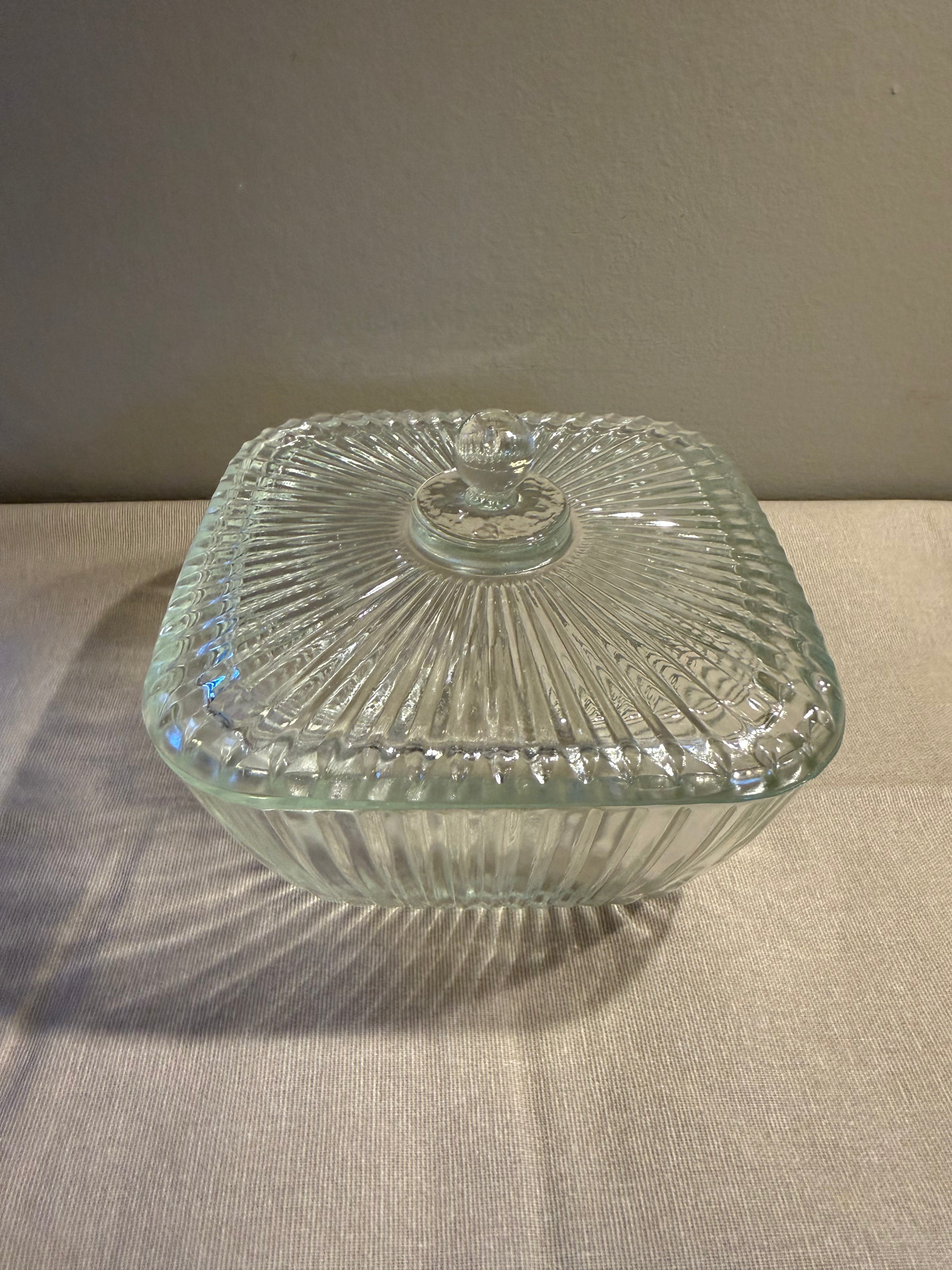 Vintage Bonbonniére Glasskål m/lokk