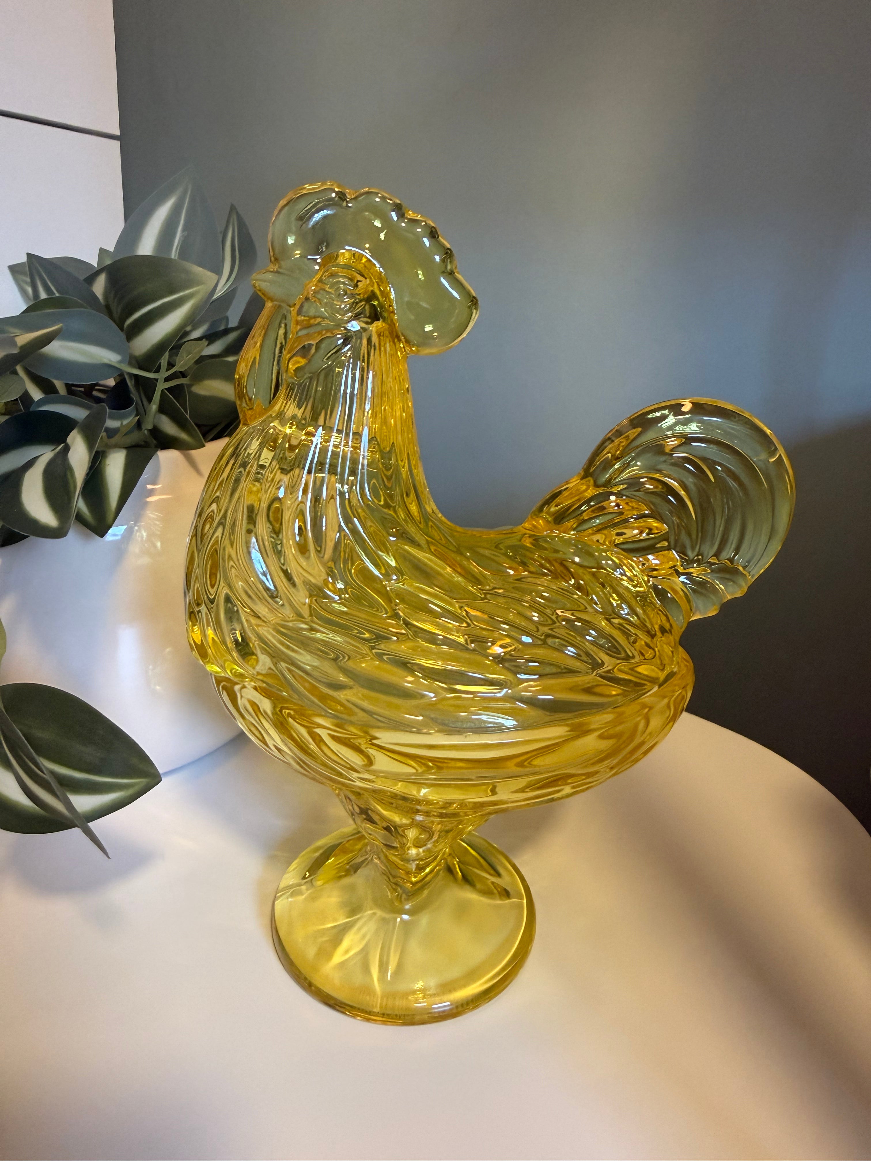 Hadeland Glassverk Glasshane skål med lokk 22cm