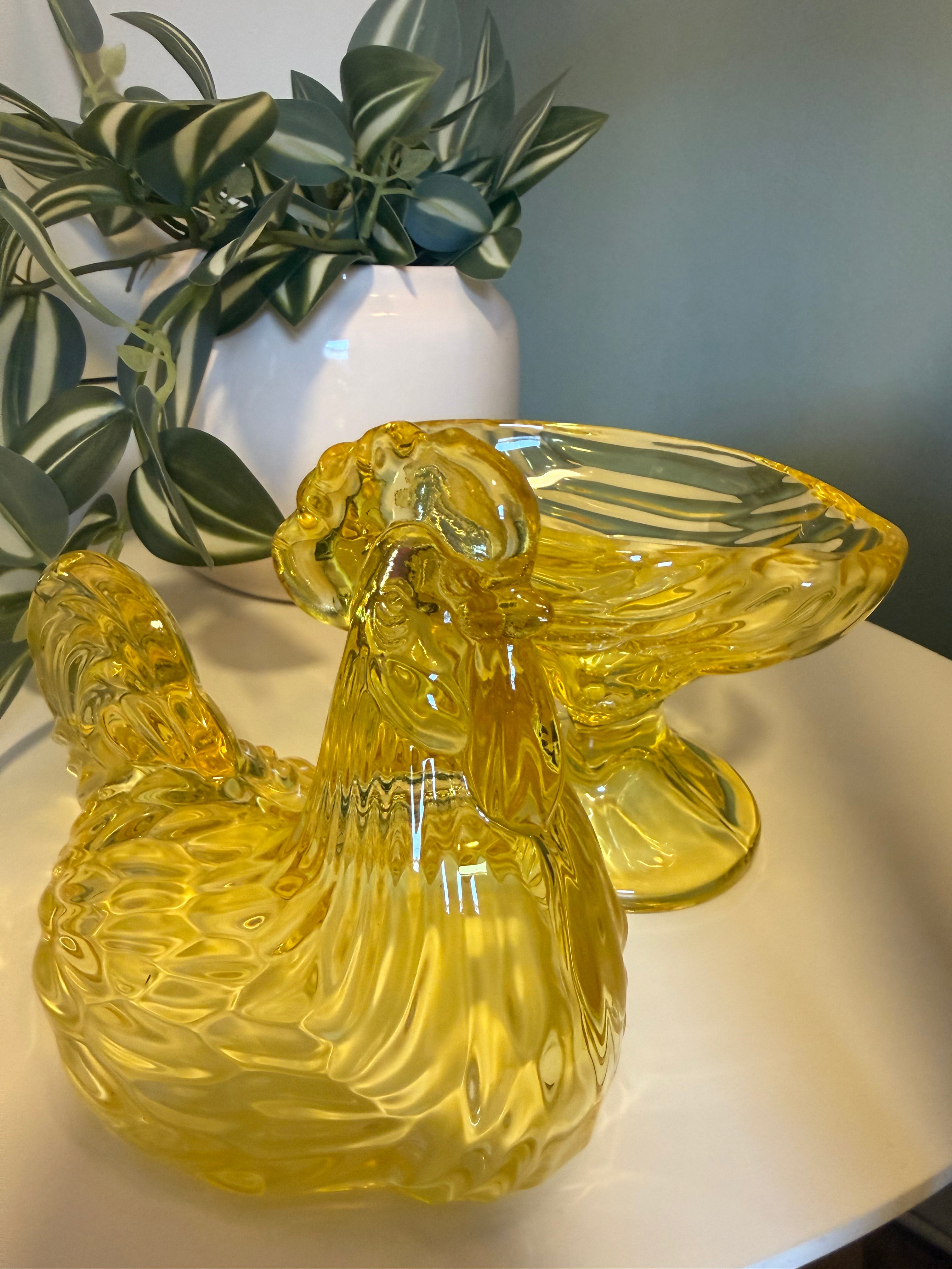 Hadeland Glassverk Glasshane skål med lokk 22cm