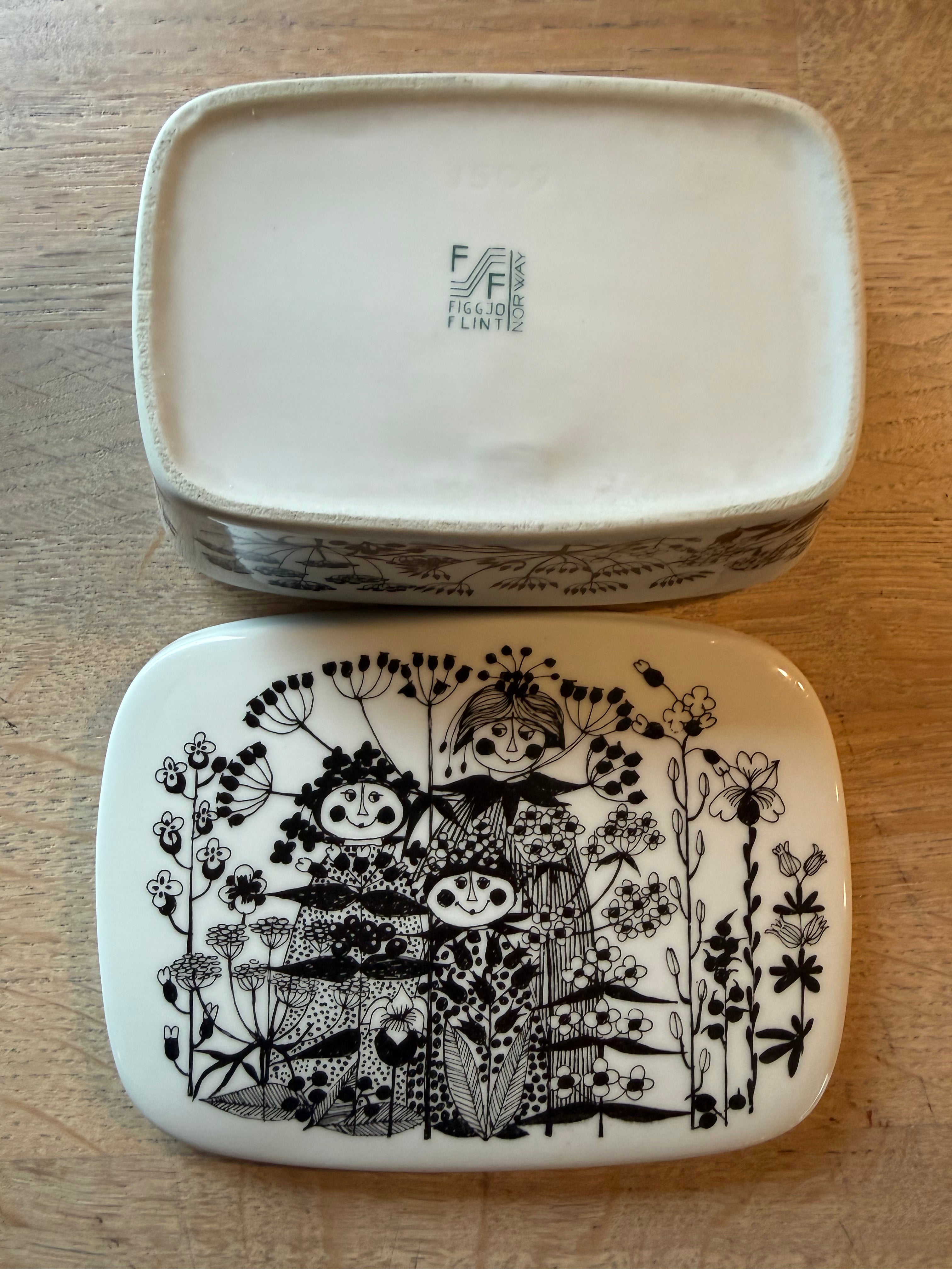 Figgjo Sort Dekor Smørboks - Vintage Turi design