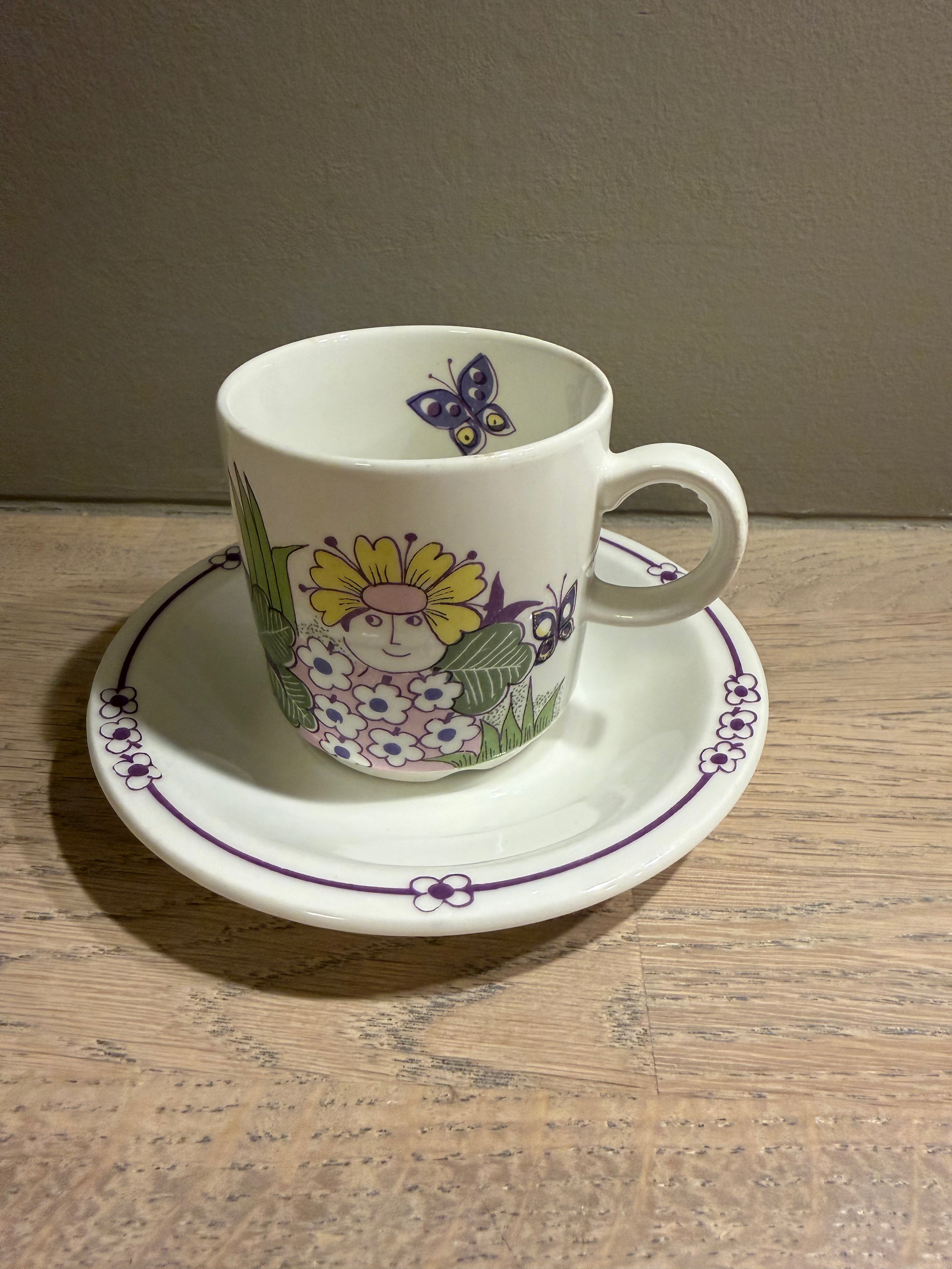 Figgjo Victoria kaffekopp med skål - vintage Turi design