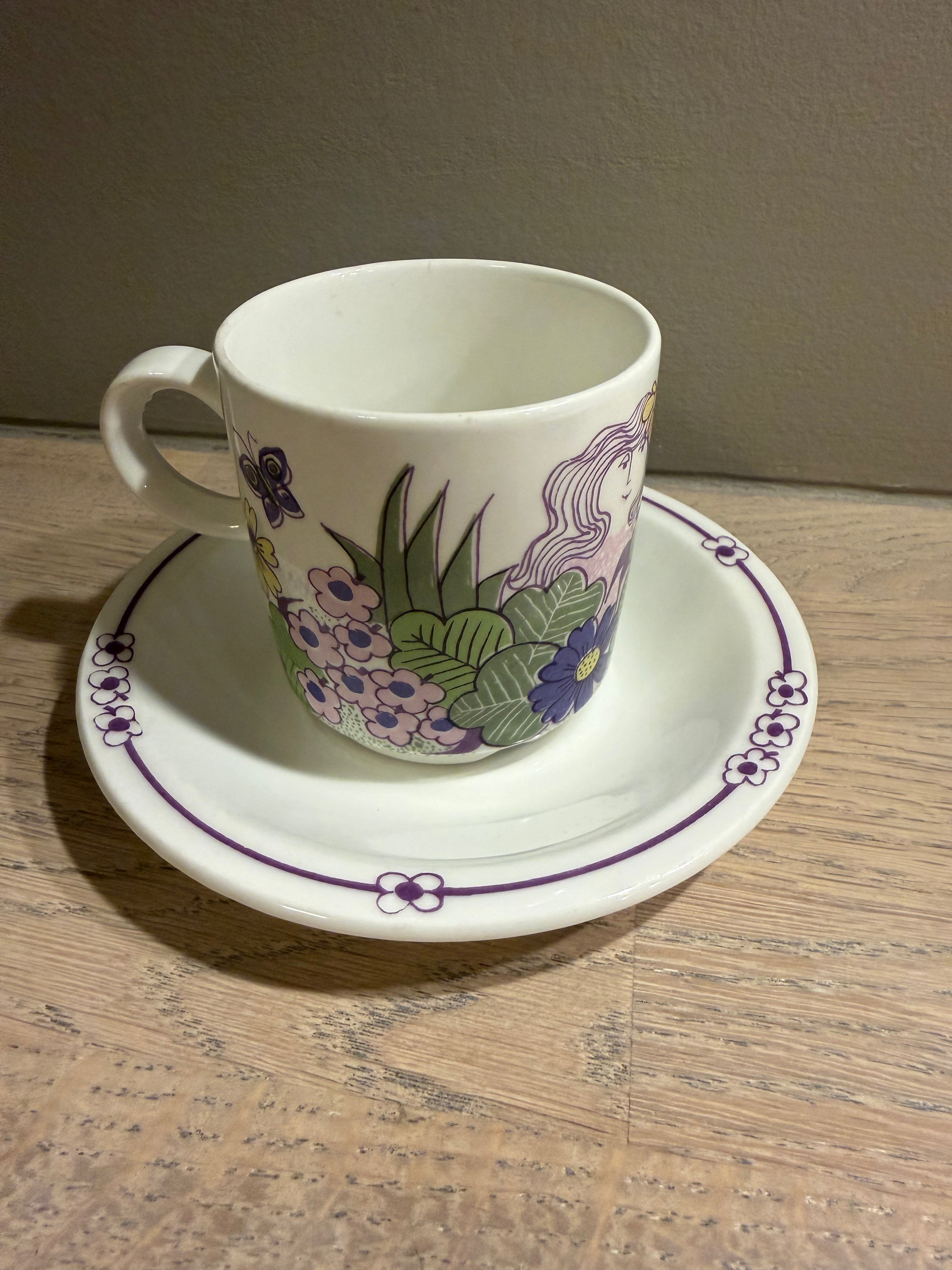 Figgjo Victoria kaffekopp med skål - vintage Turi design