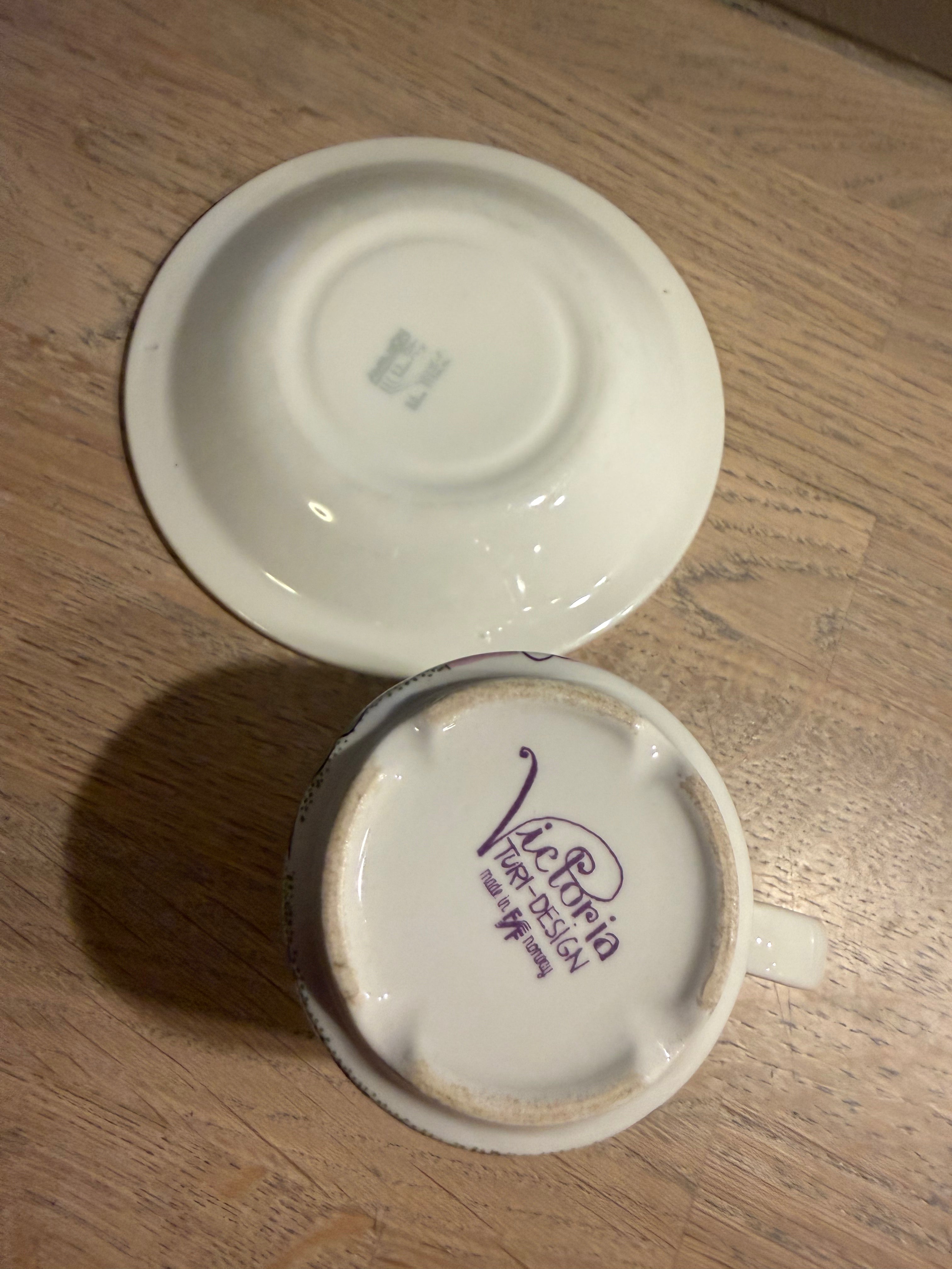 Figgjo Victoria kaffekopp med skål - vintage Turi design
